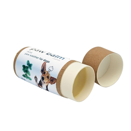 Mint Dog Paw Balm Tube | Handcrafted Dog Paw Balm made with Beeswax and Vitamin E to moisturize and soothe | Mint | 2 oz cardboard push tube