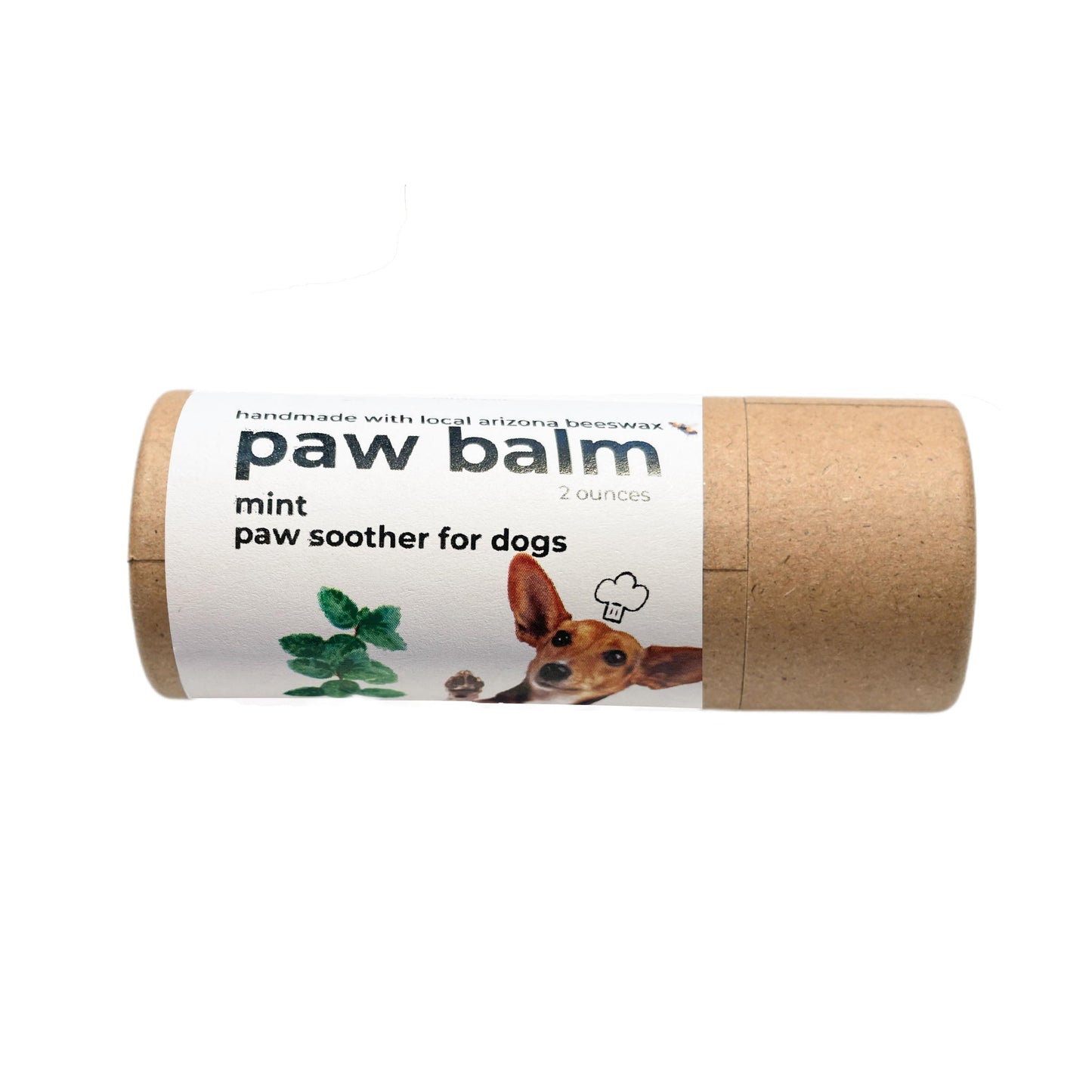 Mint Dog Paw Balm Tube | Handcrafted Dog Paw Balm made with Beeswax and Vitamin E to moisturize and soothe | Mint | 2 oz cardboard push tube