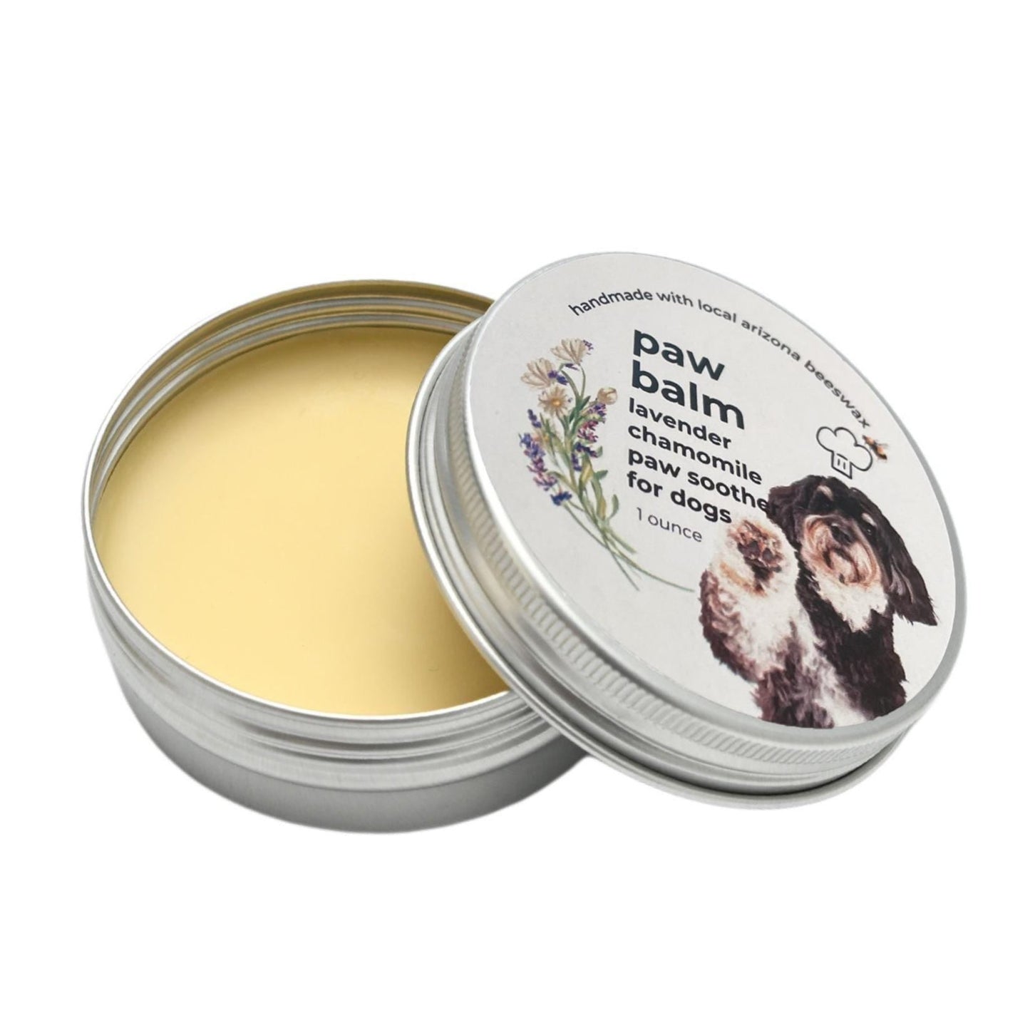 Lavender Chamomile Paw Balm | Handcrafted Dog Paw Balm made with Beeswax, Vitamin E and Essential Oils to moisturize and soothe | 1 oz. tin